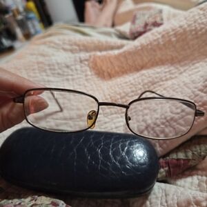 Stylish Brown Rectangular Glasses with Case